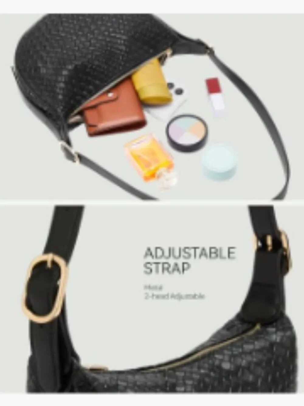 Faux Leather Crescent Crossbody Hobo Bag Shoulder Purse with Adjustable Strap